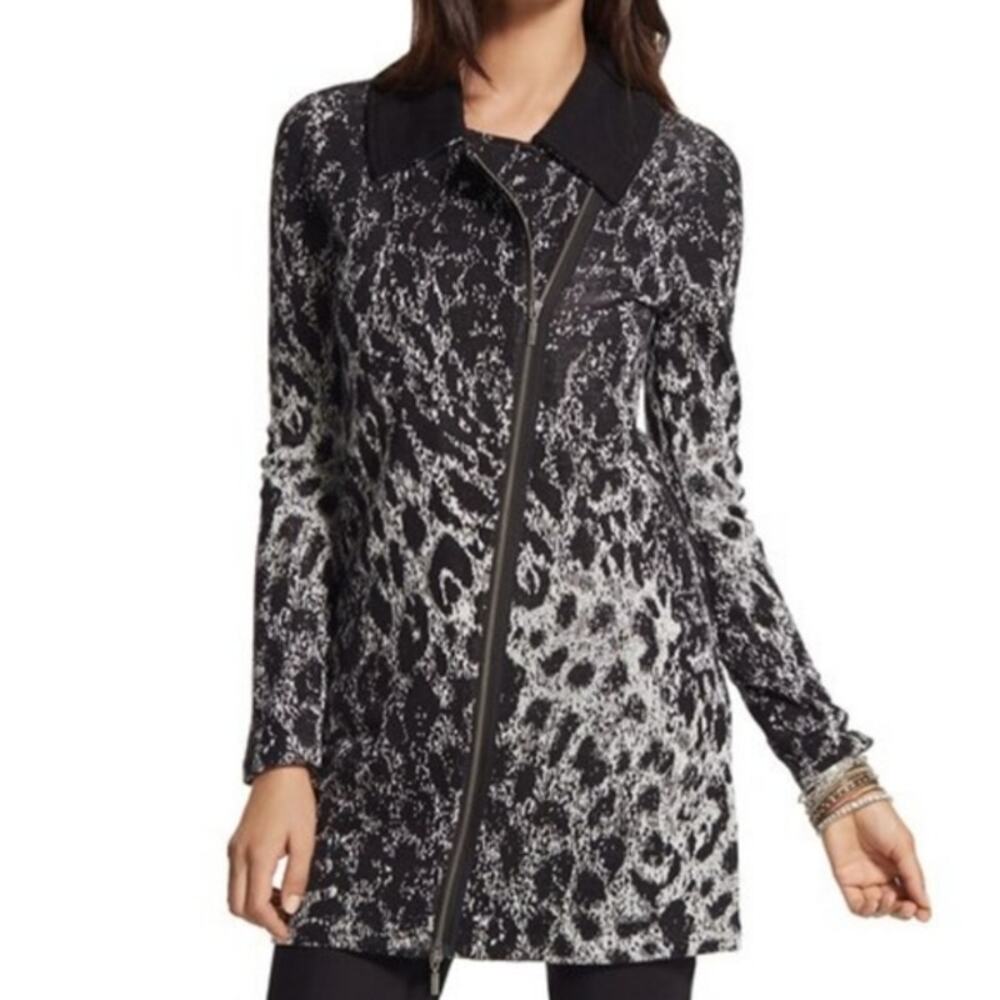 Chico's Animal Zip-up Sweater Jacket Size S/4